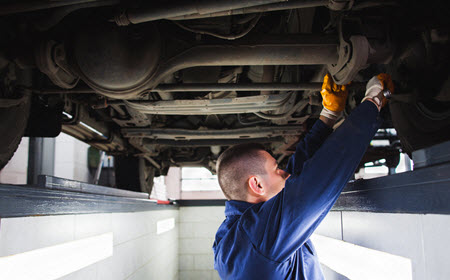 Mechanic Checking Car Suspension